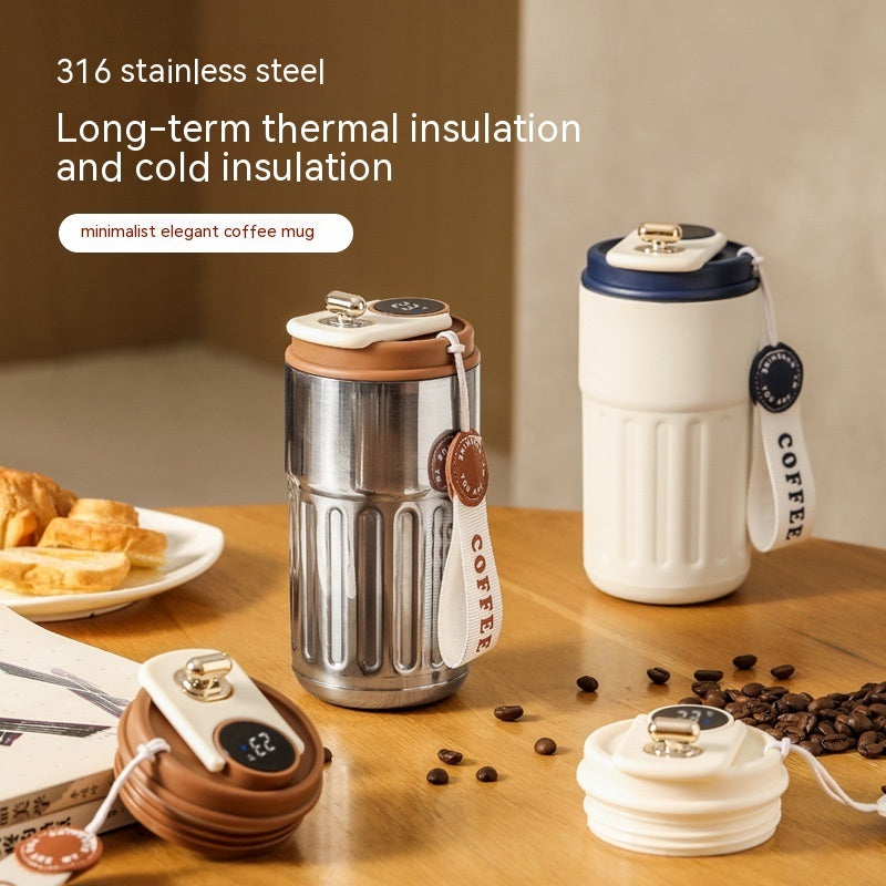 Smart Digital Thermal Stainless Steel Bottle with Portable Coffee Mug 450ml