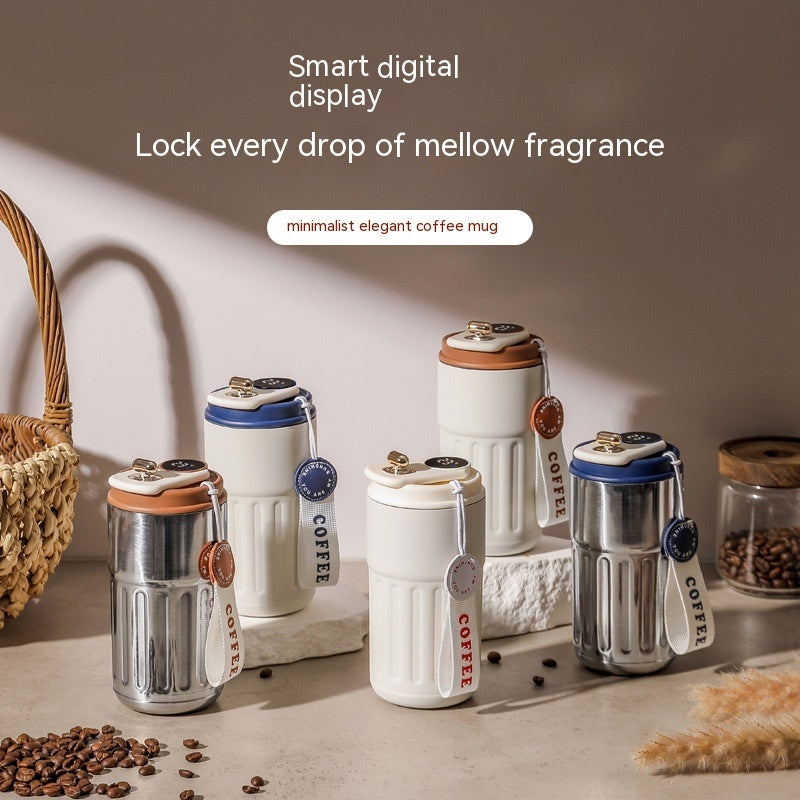 Smart Digital Thermal Stainless Steel Bottle with Portable Coffee Mug 450ml