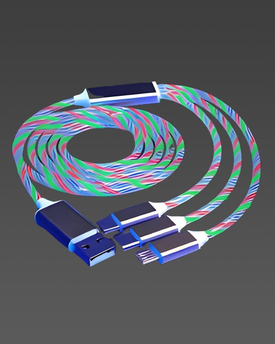 Fast 3 in 1 Multiple Pin With LED Light Magnetic Charging Cable