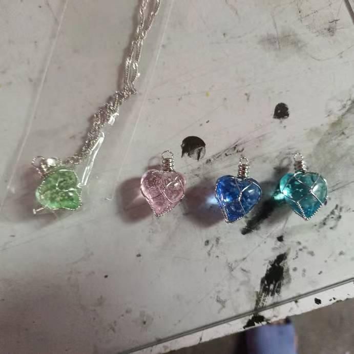 Crystal Heart Design Stone Chain & Pendant