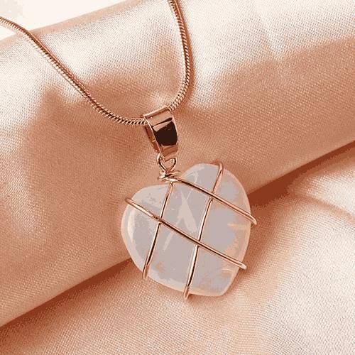 Crystal Heart Design Stone Chain & Pendant