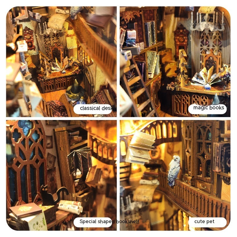 3D DIY Cottage Magic World Miniature Stereo Hand-Assembled Book Stand