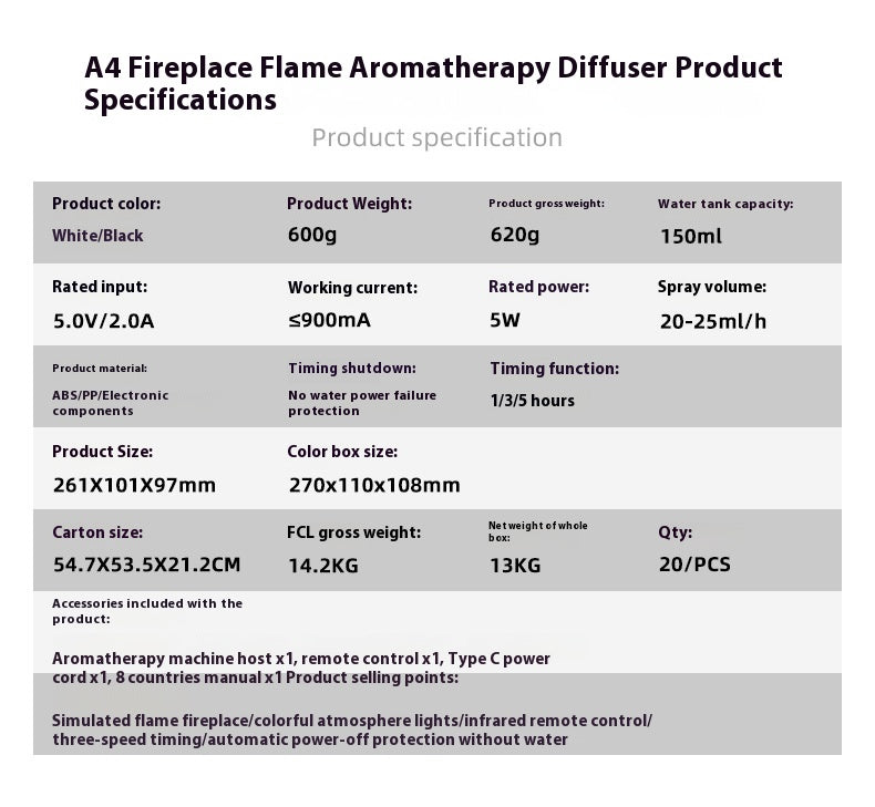 3D Flame Fireplace Diffuser Machine