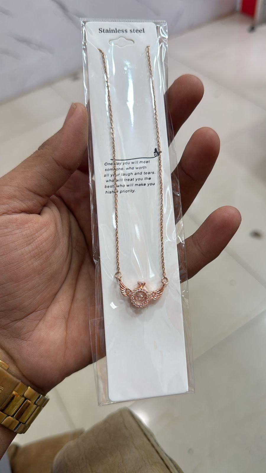 Angel Wings Chain & Pendant (Rose Gold)