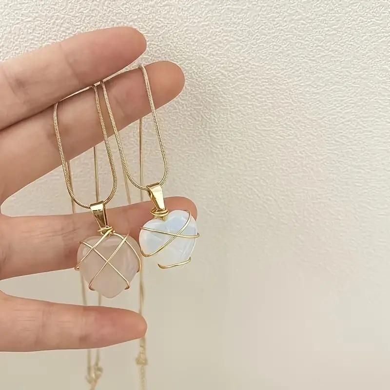 Crystal Heart Design Stone Chain & Pendant