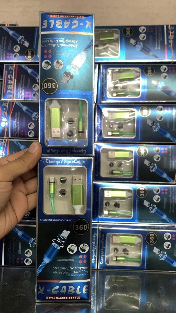 Fast 3 in 1 Multiple Pin With LED Light Magnetic Charging Cable