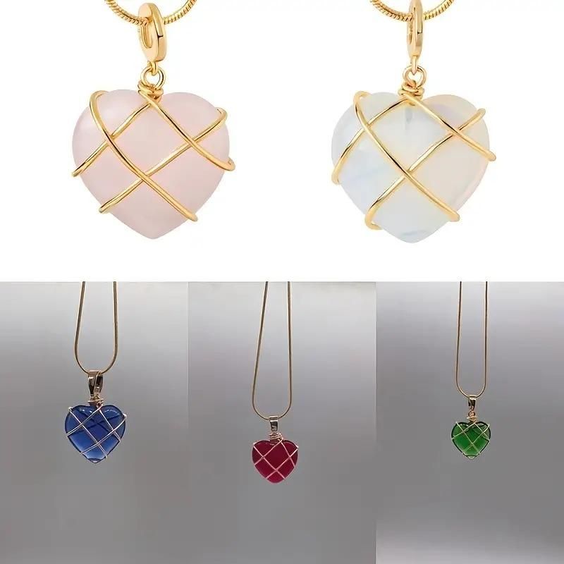 Crystal Heart Design Stone Chain & Pendant