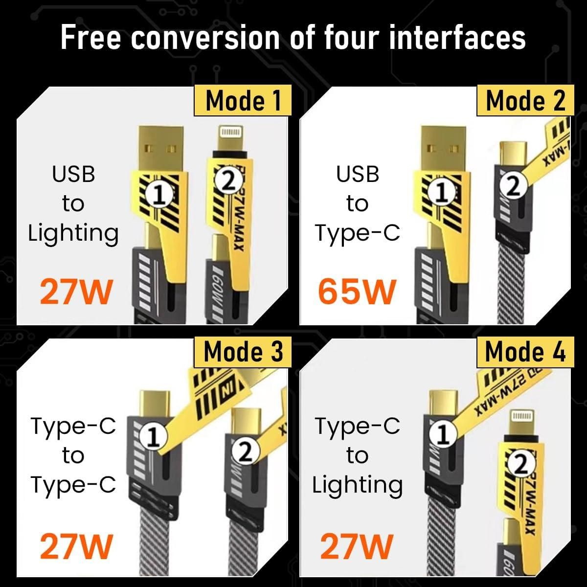 4-in-1 USB Type-C and Lightning Charging Cable