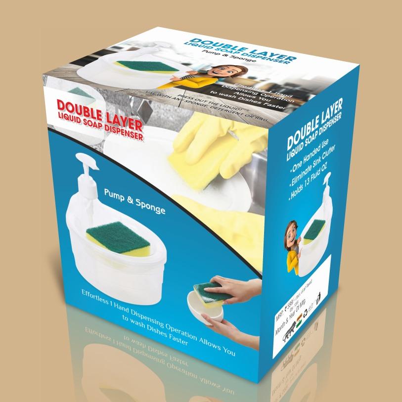2 in 1 Liquid Soap Dispenser with Pump and Sponge