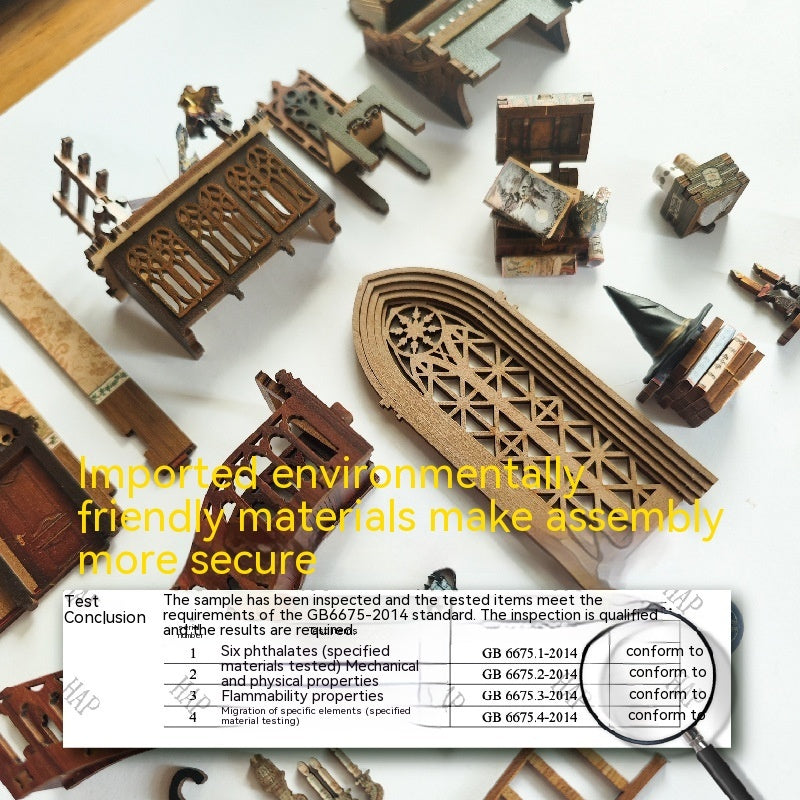 3D DIY Cottage Magic World Miniature Stereo Hand-Assembled Book Stand