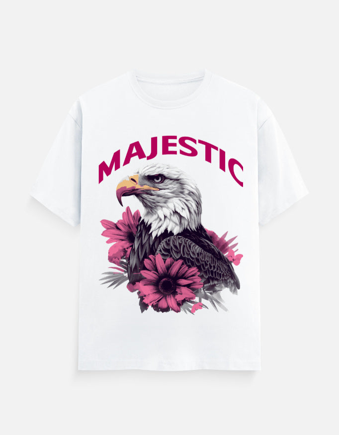 Majestic Bald Eagle Printed Cotton T-Shirt