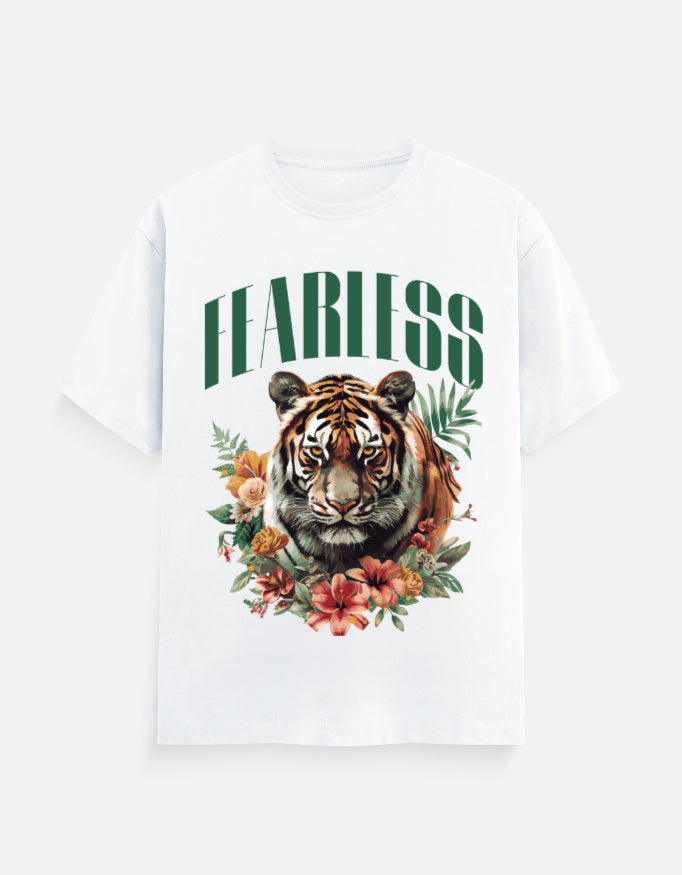Fearless Tiger Printed Cotton T-Shirt