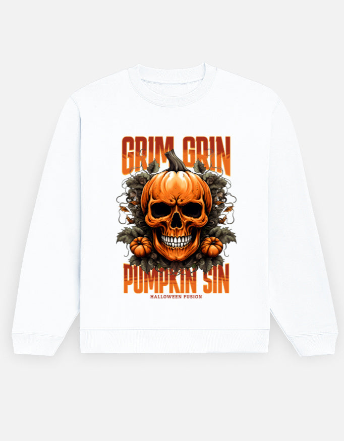 Grim Grin Halloween Printed Cotton Sweatshirt