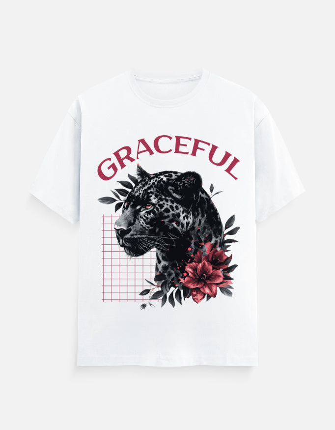 Graceful Black Leopard Printed Cotton T-Shirt
