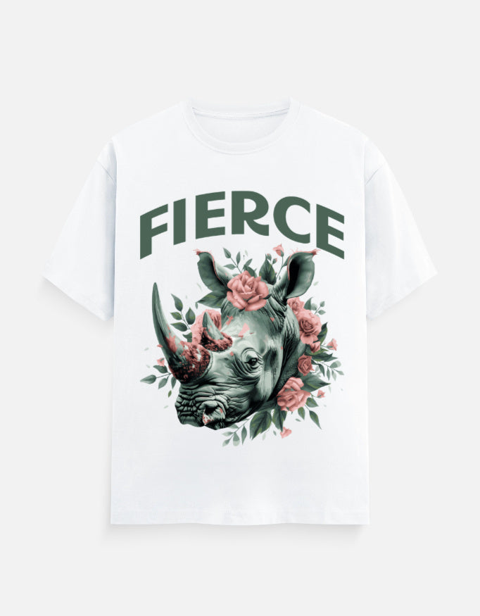 Fierce Rhino Printed Cotton T-Shirt