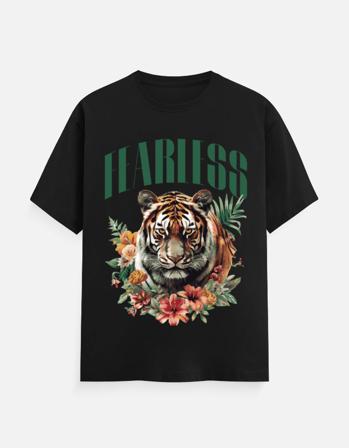 Fearless Tiger Printed Cotton T-Shirt