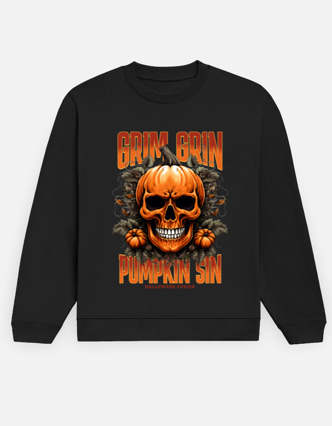 Grim Grin Halloween Printed Cotton Sweatshirt