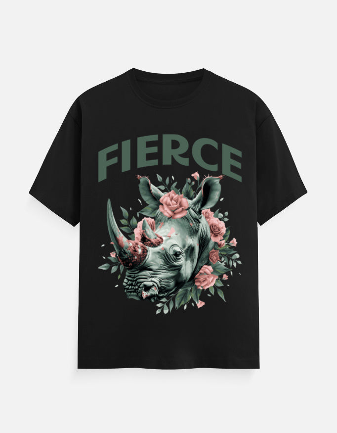 Fierce Rhino Printed Cotton T-Shirt
