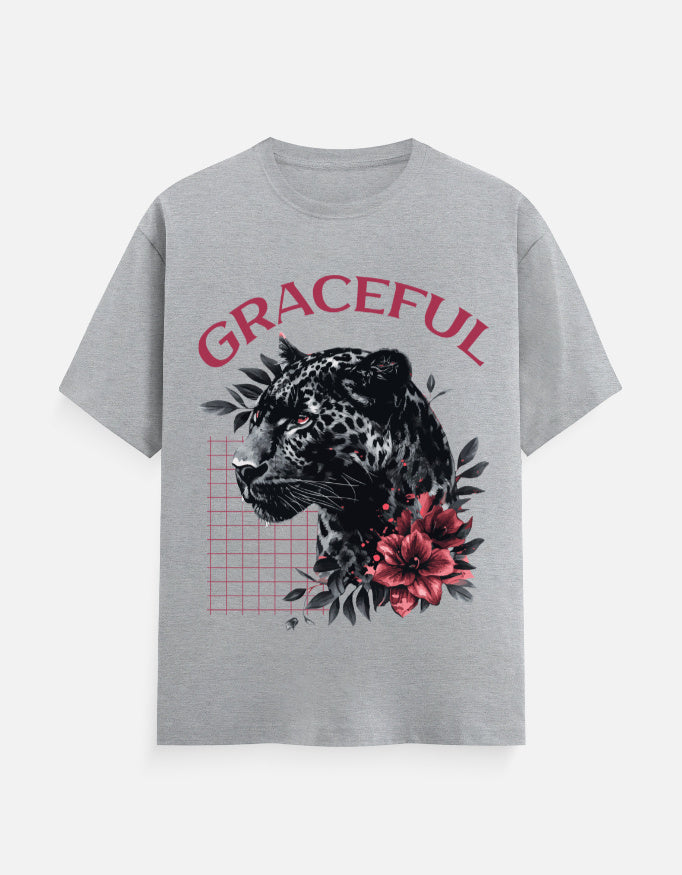 Graceful Black Leopard Printed Cotton T-Shirt