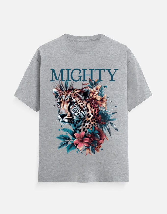 Mighty Leopard Printed Cotton T-Shirt