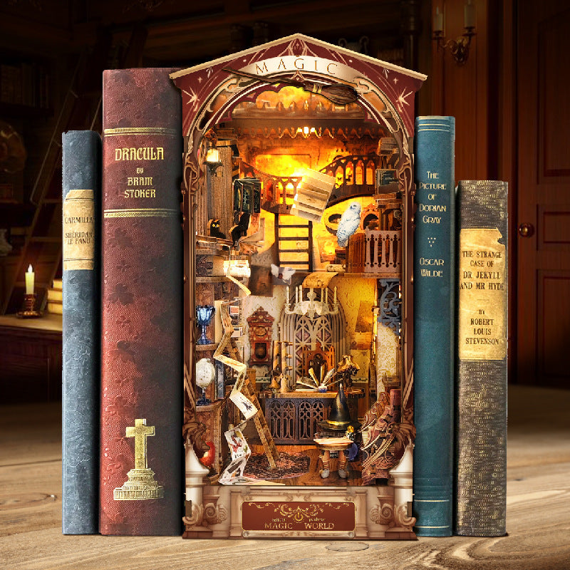 3D DIY Cottage Magic World Miniature Stereo Hand-Assembled Book Stand