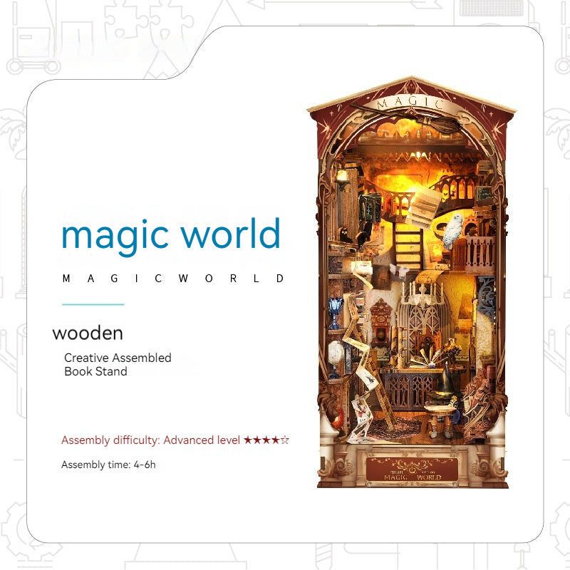 3D DIY Cottage Magic World Miniature Stereo Hand-Assembled Book Stand
