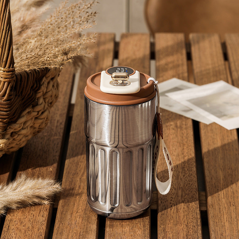 Smart Digital Thermal Stainless Steel Bottle with Portable Coffee Mug 450ml